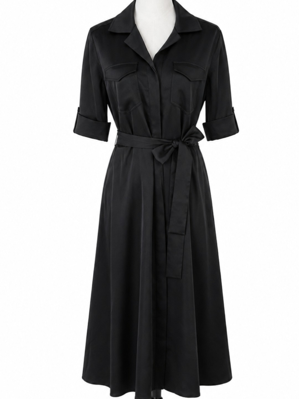 Hobbs London Limited Edition Black Belted Button Down Shirt Dress US Size 8